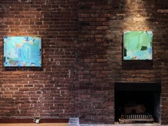 Sub Marine, cool blue abstract painting on canvas