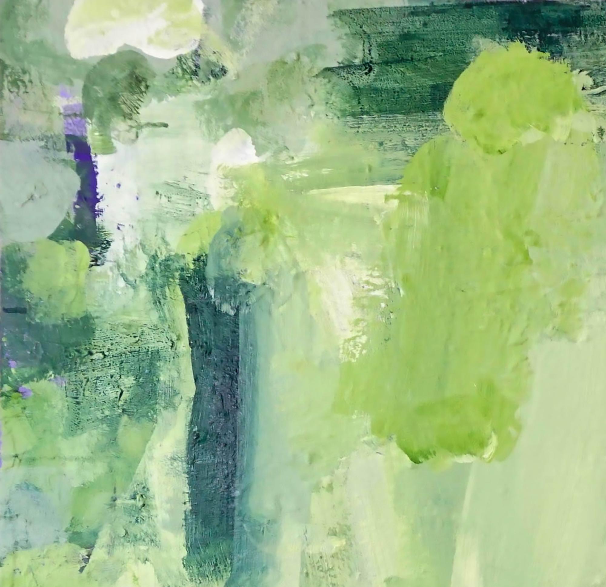 Verdant, peinture abstraite vert clair, vert foncé  - Contemporain Painting par Lisa Fellerson