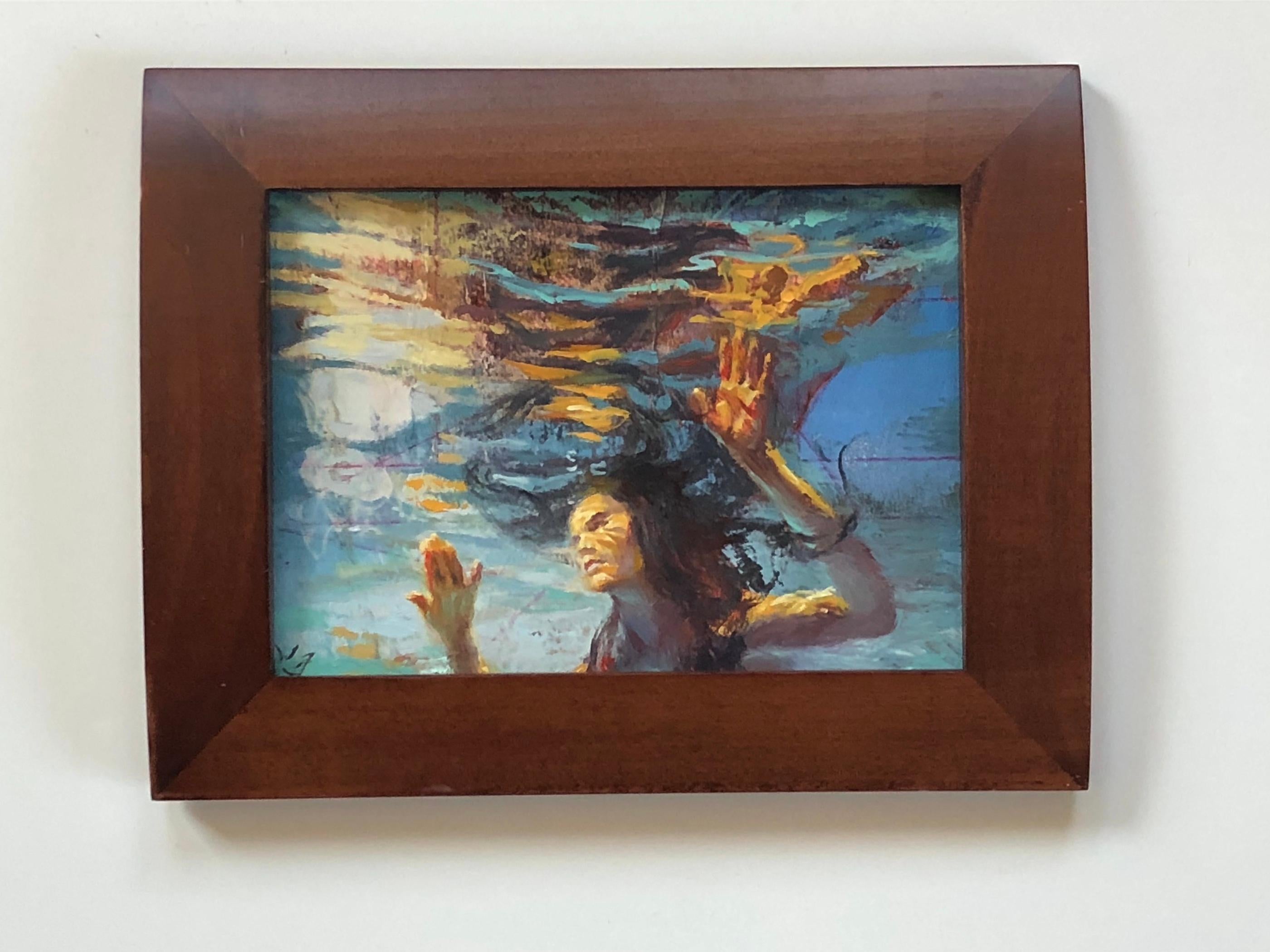 « Deep Dive » (2024) de Lisa Fricker, peinture à l'huile originale de portrait en vente 1