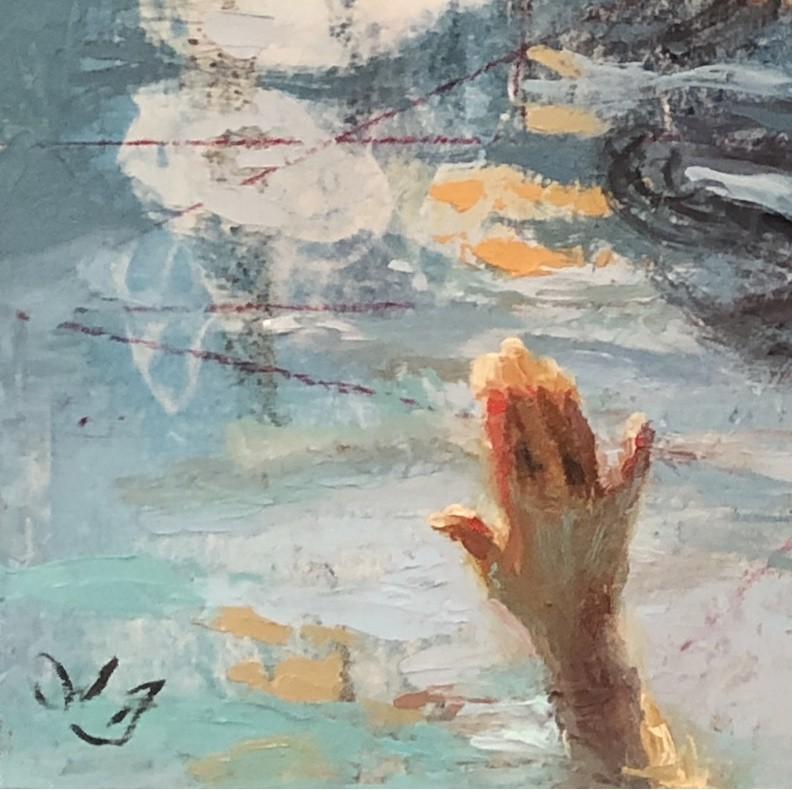 « Deep Dive » (2024) de Lisa Fricker, peinture à l'huile originale de portrait en vente 5
