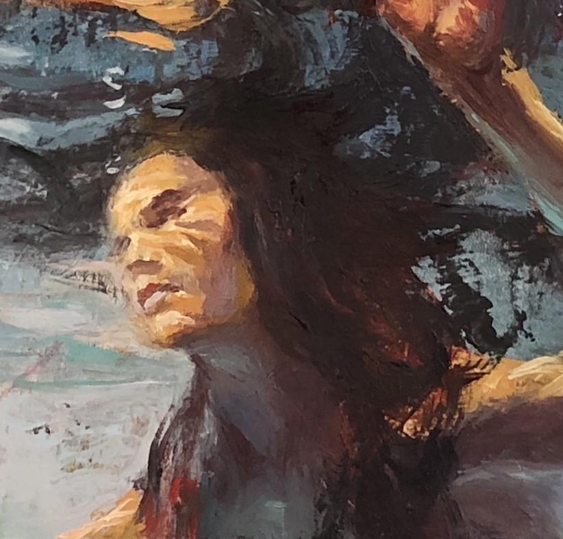 « Deep Dive » (2024) de Lisa Fricker, peinture à l'huile originale de portrait en vente 6