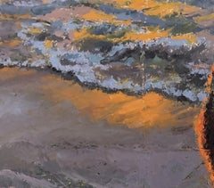 "Fireside" (2022) de Lisa Fricker, Pintura original al óleo con retrato