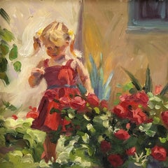 "Rose-Red" (2020) di Lisa Fricker, ritratto originale ad olio