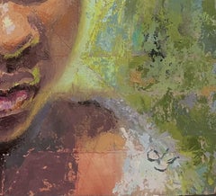 "Escéptica" (2023) de Lisa Fricker, Pintura original al óleo con retrato