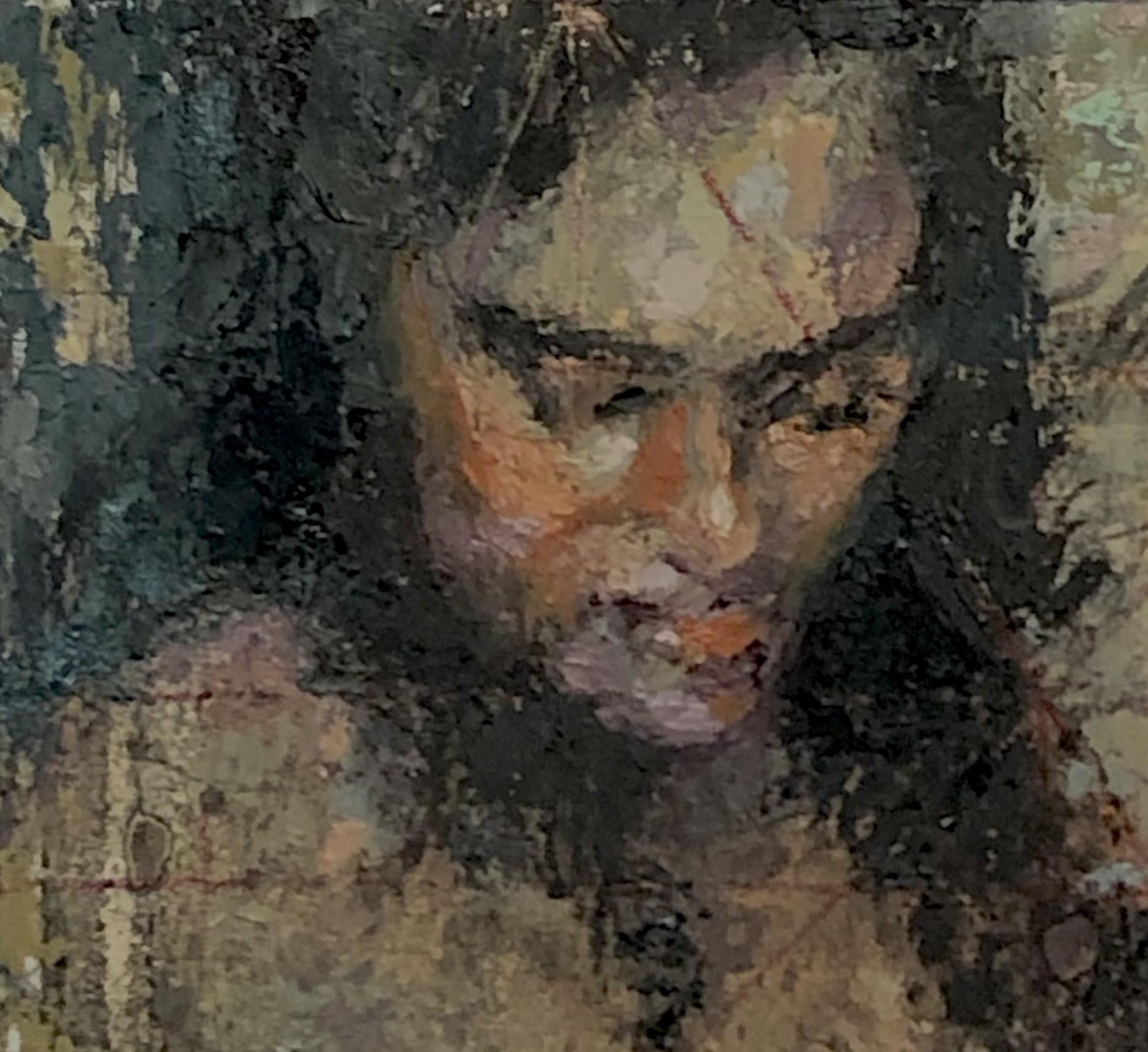« Two Shy » (2023) de Lisa Fricker, peinture à l'huile originale d'un portrait de femme nue en vente 1
