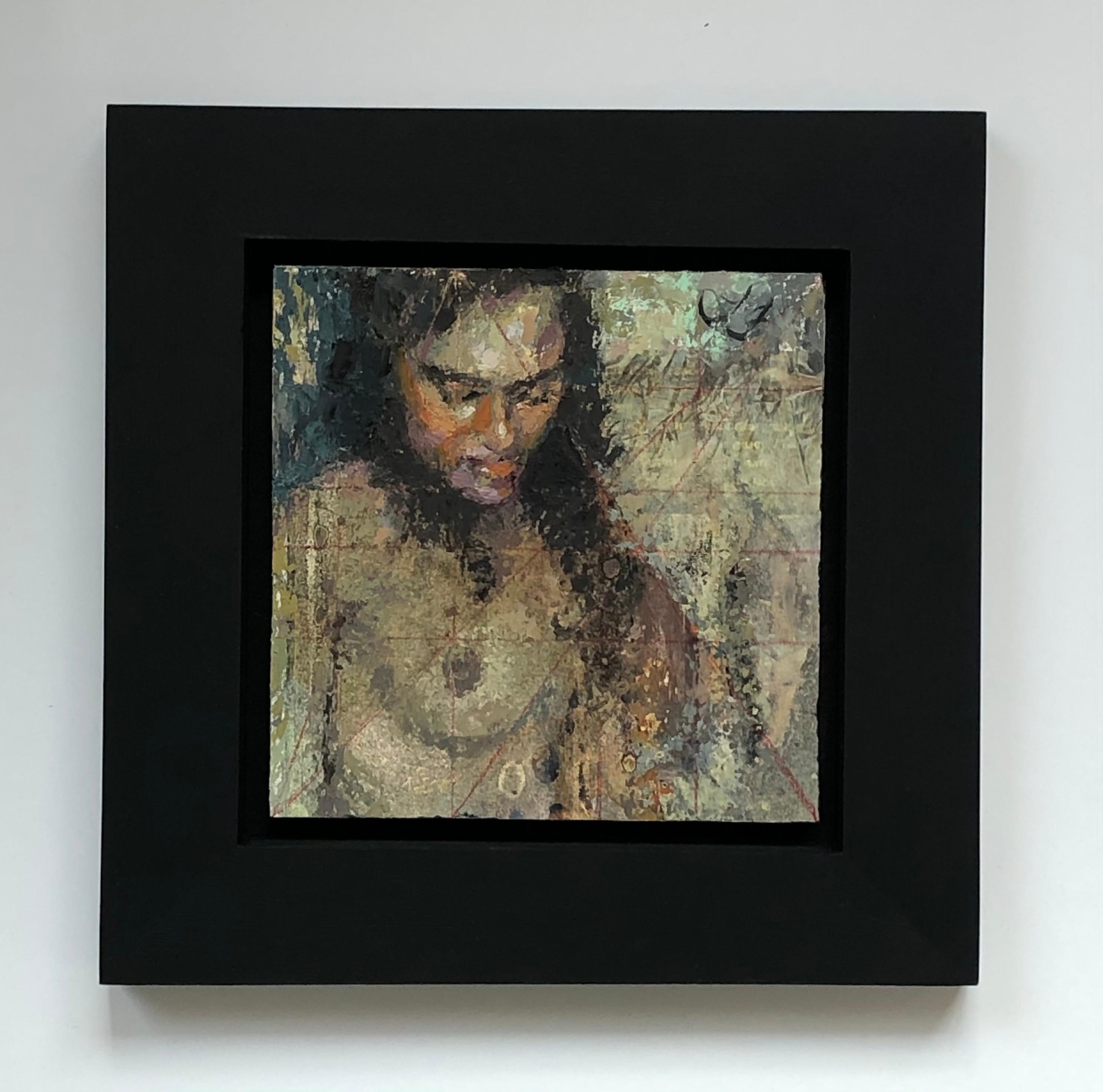 « Two Shy » (2023) de Lisa Fricker, peinture à l'huile originale d'un portrait de femme nue en vente 4