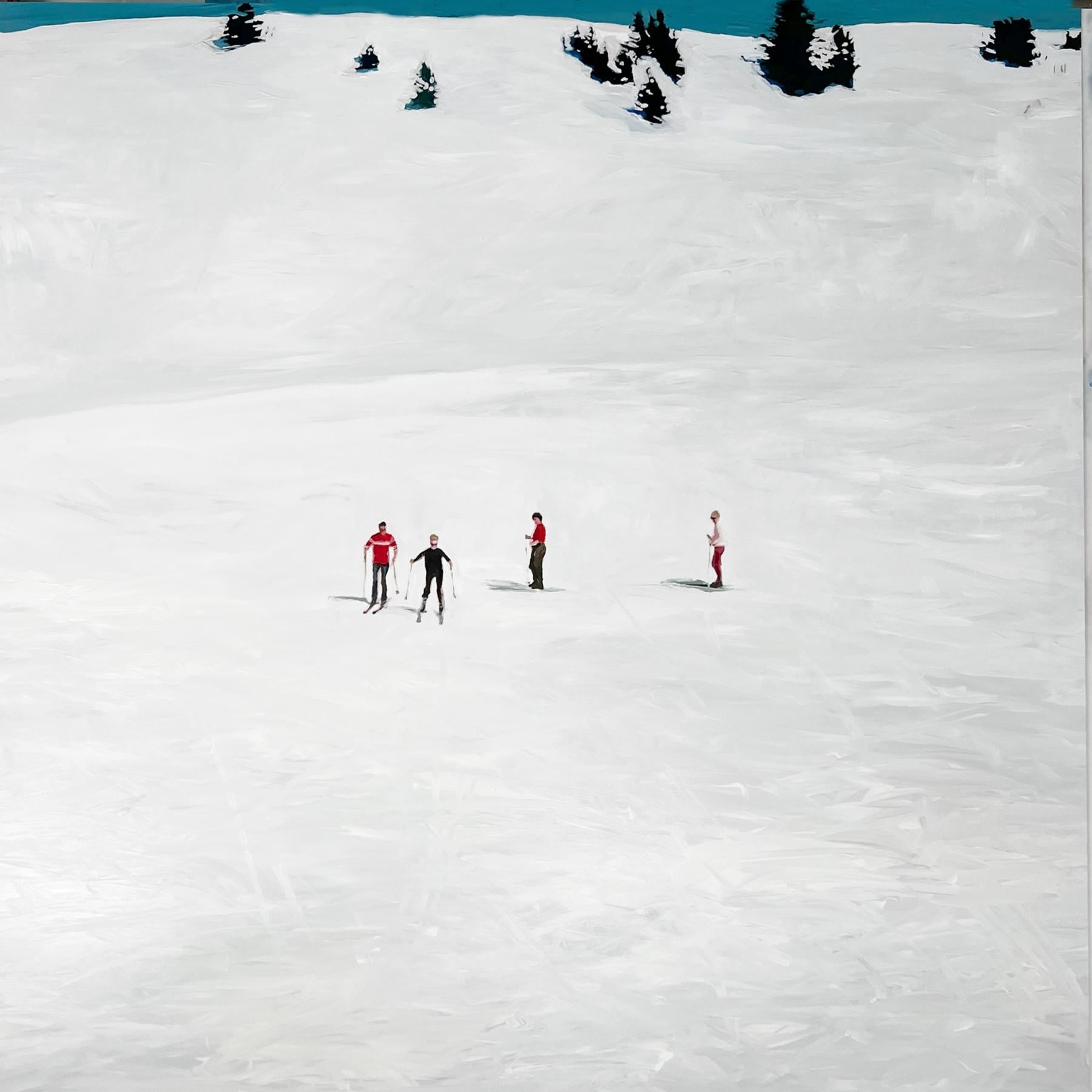 Lisa Golightly Figurative Painting - Four Skiers