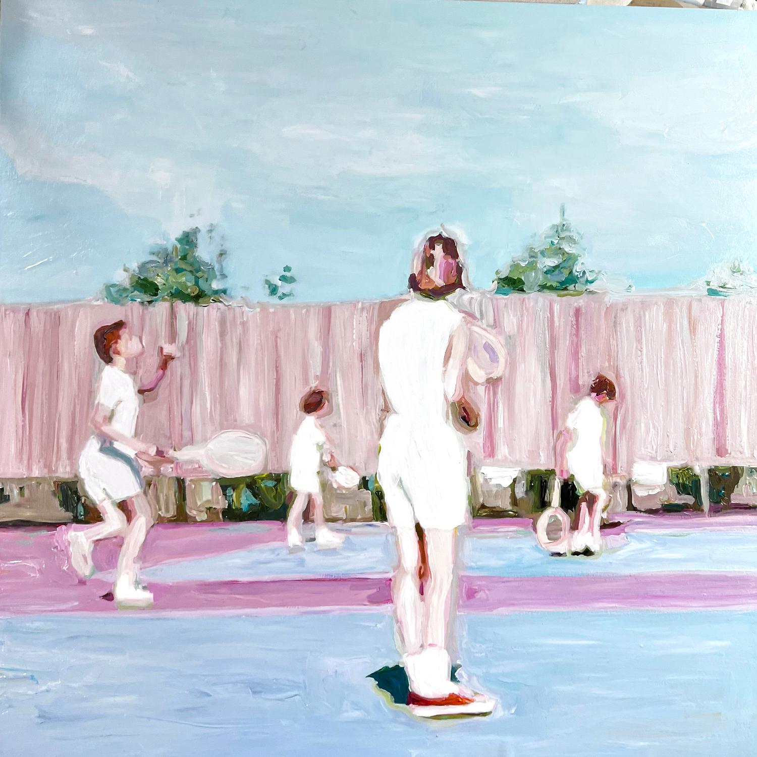 Lisa Golightly Figurative Painting - Tennis Lesson