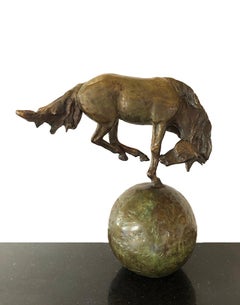 Buckaroo II (sculpture, bronze, horse, green)
