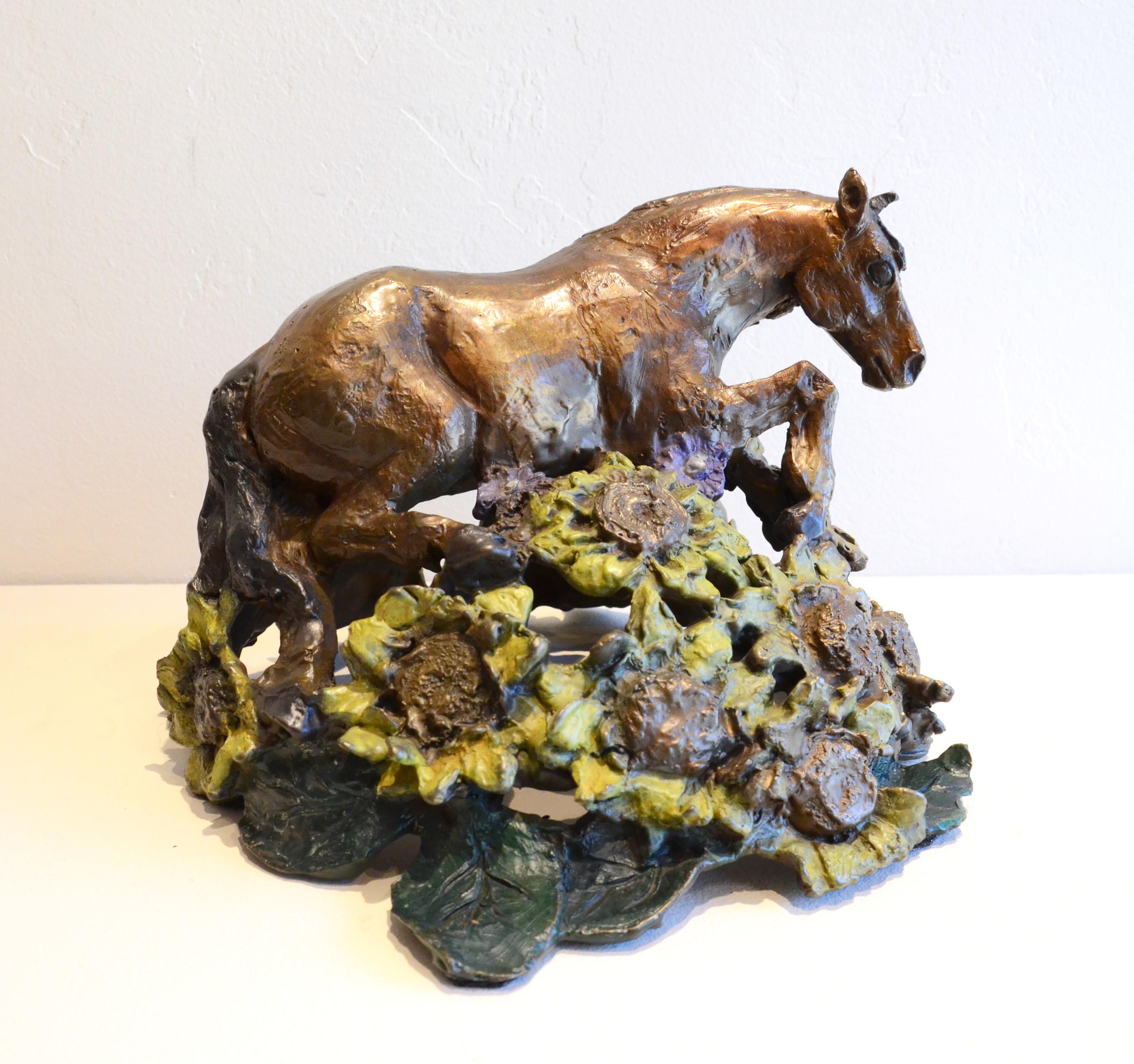 Lisa Gordon Figurative Sculpture - Ferdinand (flora and fauna, horse, sculpture, bronze)