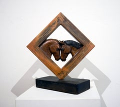 Palomino Bay/Portrait (sculpture, bronze, horses)
