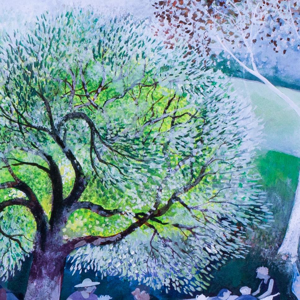 'Peacock Tea Gardens', gouache on paper, 20th Century, Danish Lisa Graa Jensen For Sale 5