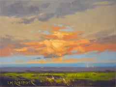Peinture à l'huile sur toile, voile de coucher de soleil