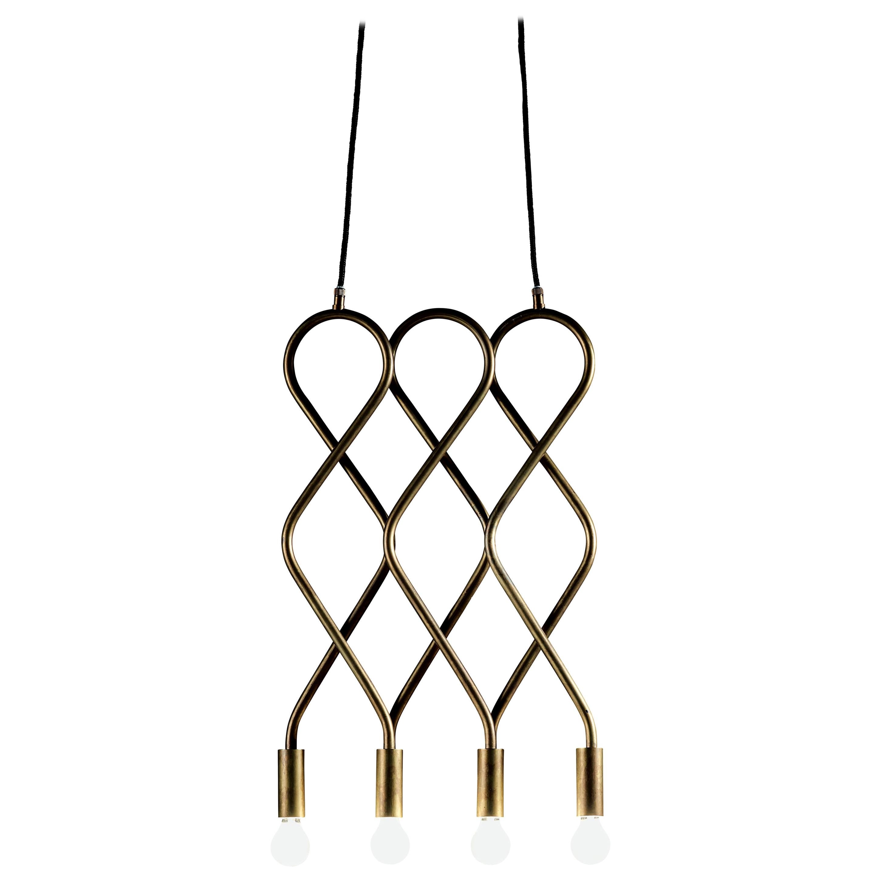 Lisa Hilland Eld 4 Ceiling Lamp in Raw Brass, Scandinavian Design For Sale