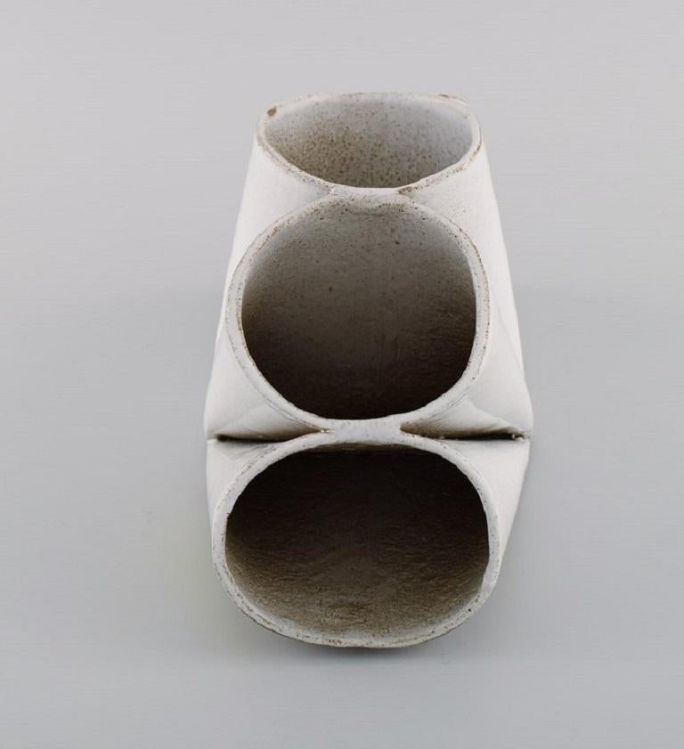 Lisa Hilland, Swedish Ceramicist, Sculptural Unique Vase in Glazed Stoneware For Sale 1