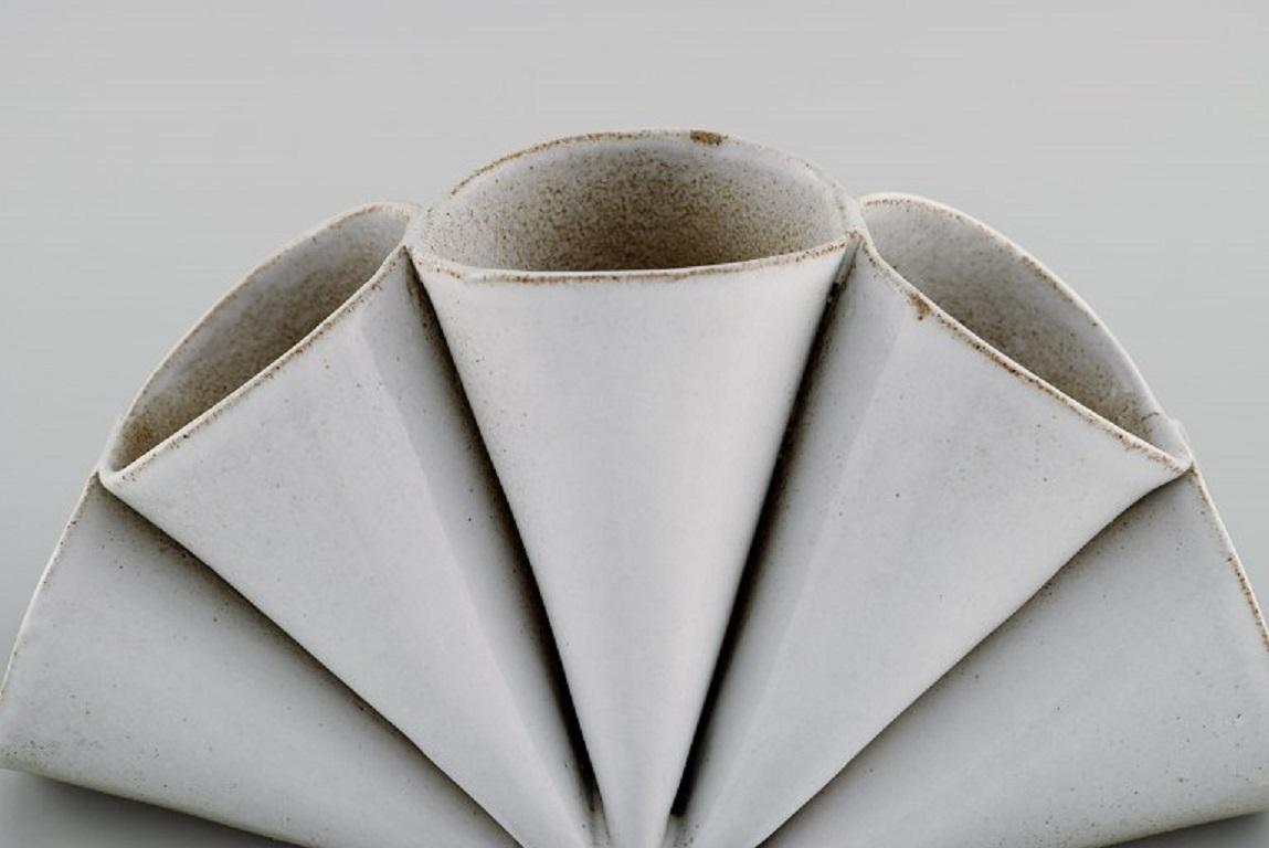 Lisa Hilland, Swedish Ceramicist, Sculptural Unique Vase in Glazed Stoneware For Sale 3