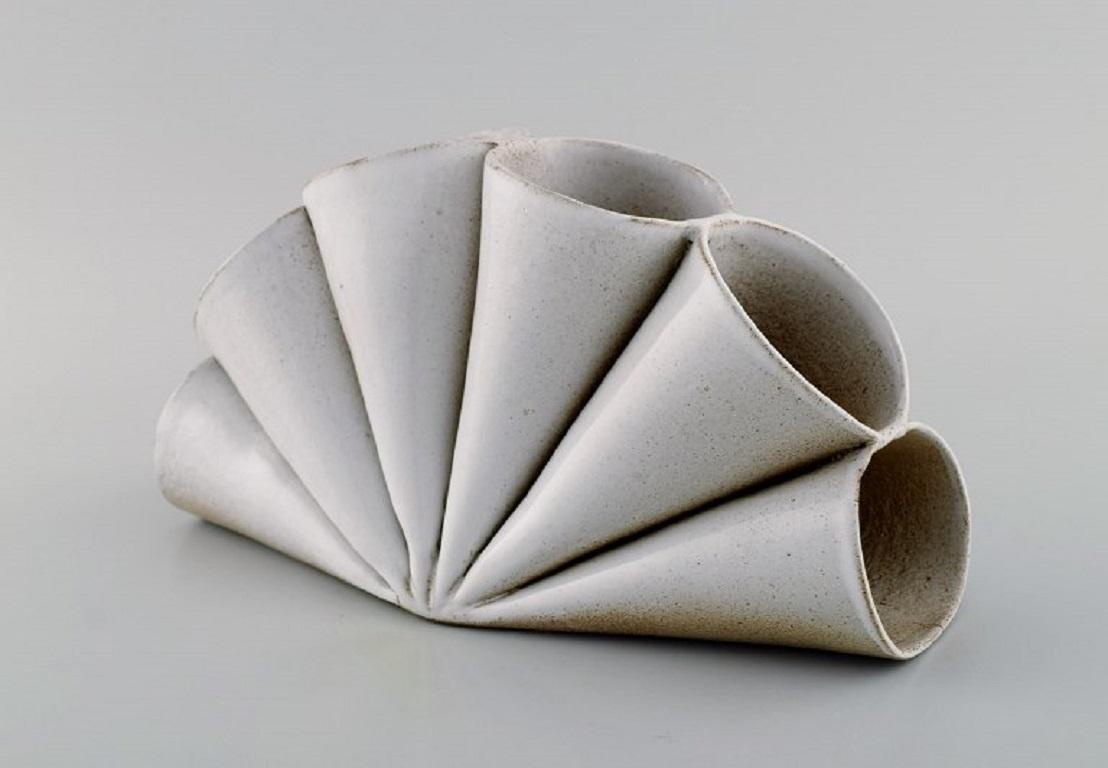 Lisa Hilland, Swedish Ceramicist, Sculptural Unique Vase in Glazed Stoneware For Sale 3