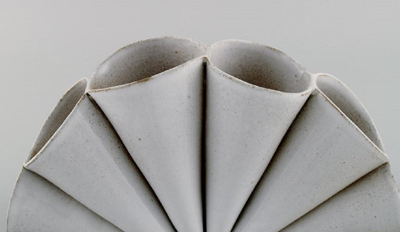 Lisa Hilland, Swedish Ceramicist, Sculptural Unique Vase in Glazed Stoneware For Sale 5