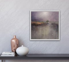 Lisa House, Lavender Moon, Abstract Landscape Painting, Purple Art, Gold Art