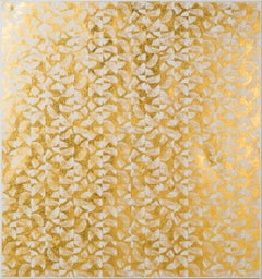 ABSTRACT COILS CANVAS I (BONE) design gold white metallic work on canvas pattern