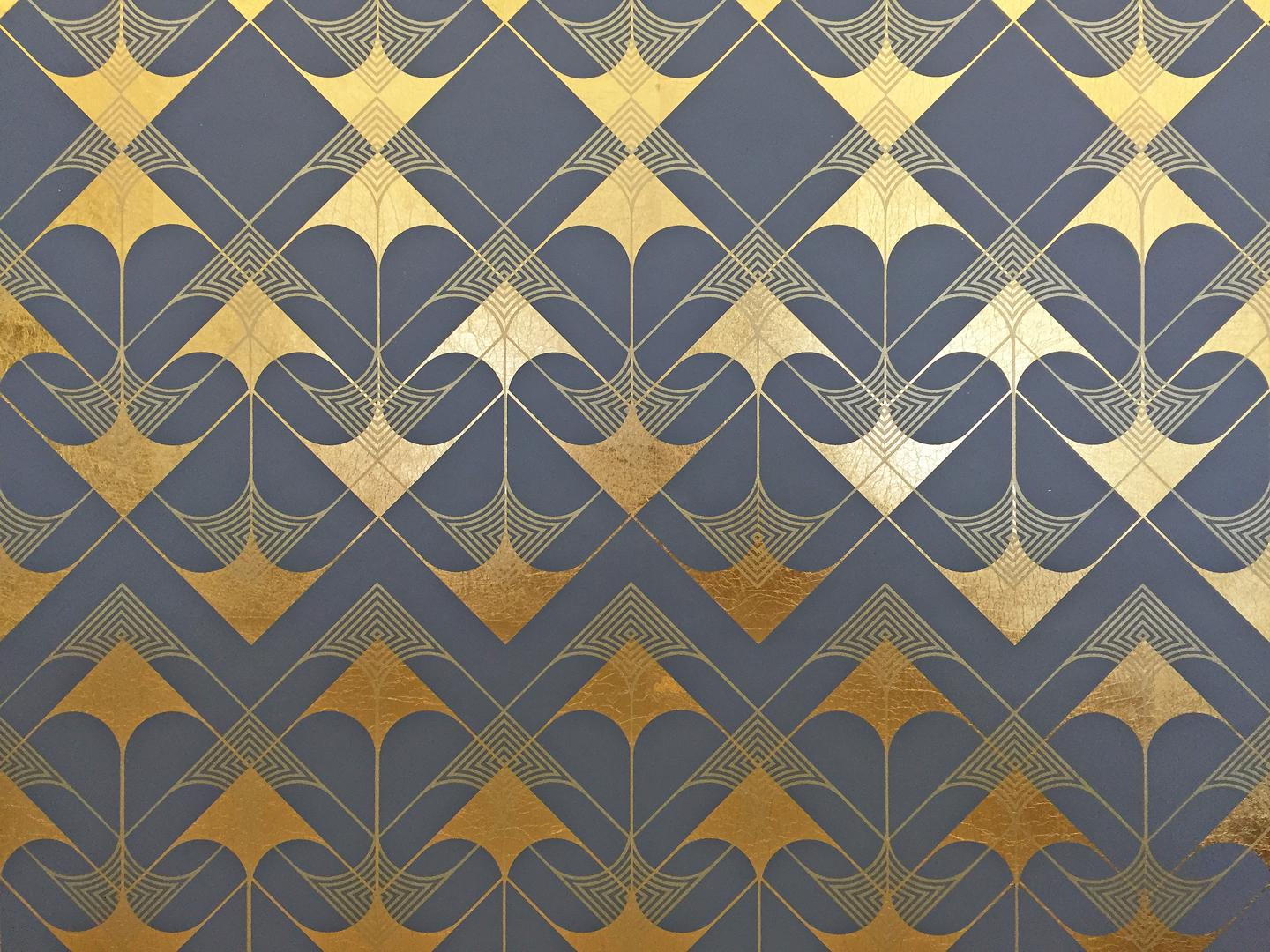 Crossing Arrows Grey (design gold grey metallic work on paper Art Deco arabesque 2