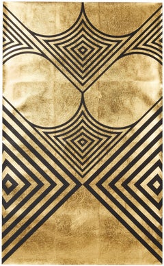Hunt Arrows II (design gold black metallic work on paper gold stripes Art Deco)