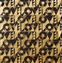 Love and Arrows II (design gold black metallic work on paper Art Deco pattern)