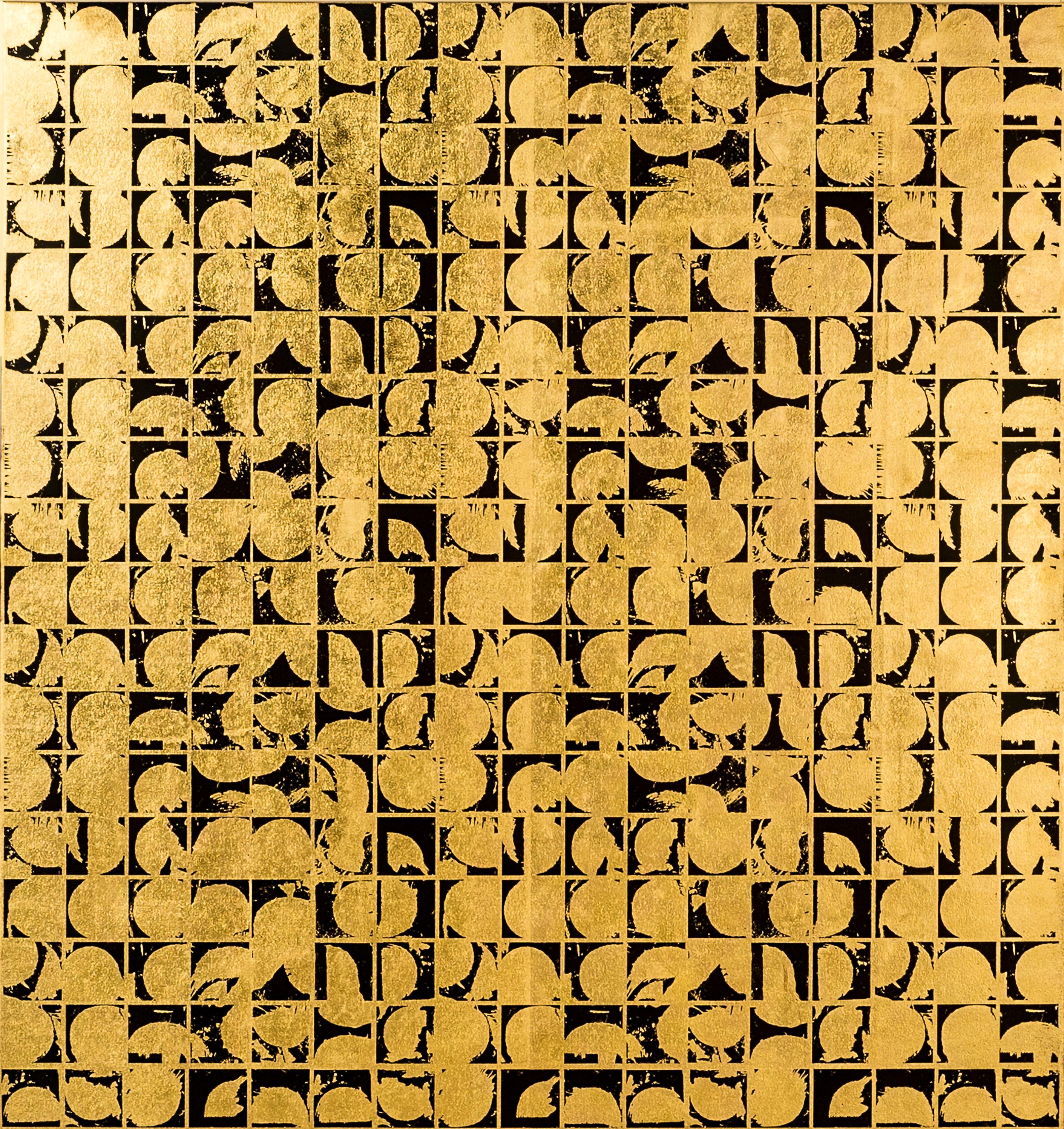 ROUNDS POSITIVE CANVAS I (design gold black metallic patterns large canvas print