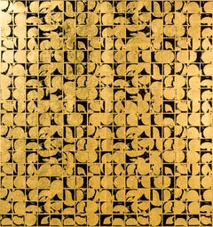 ROUNDS POSITIVE CANVAS I (design gold black metallic patterns large canvas print