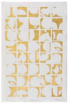 Rounds Positive (gold white paper patterns art deco mordern design print )