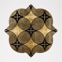 Royal Palm Window III (design gold black work on paper patterns Art Deco)