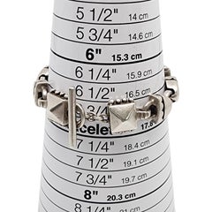 Lisa Jenks Sterling Silver Beaded Square and Triangle Link Toggle Bracelet