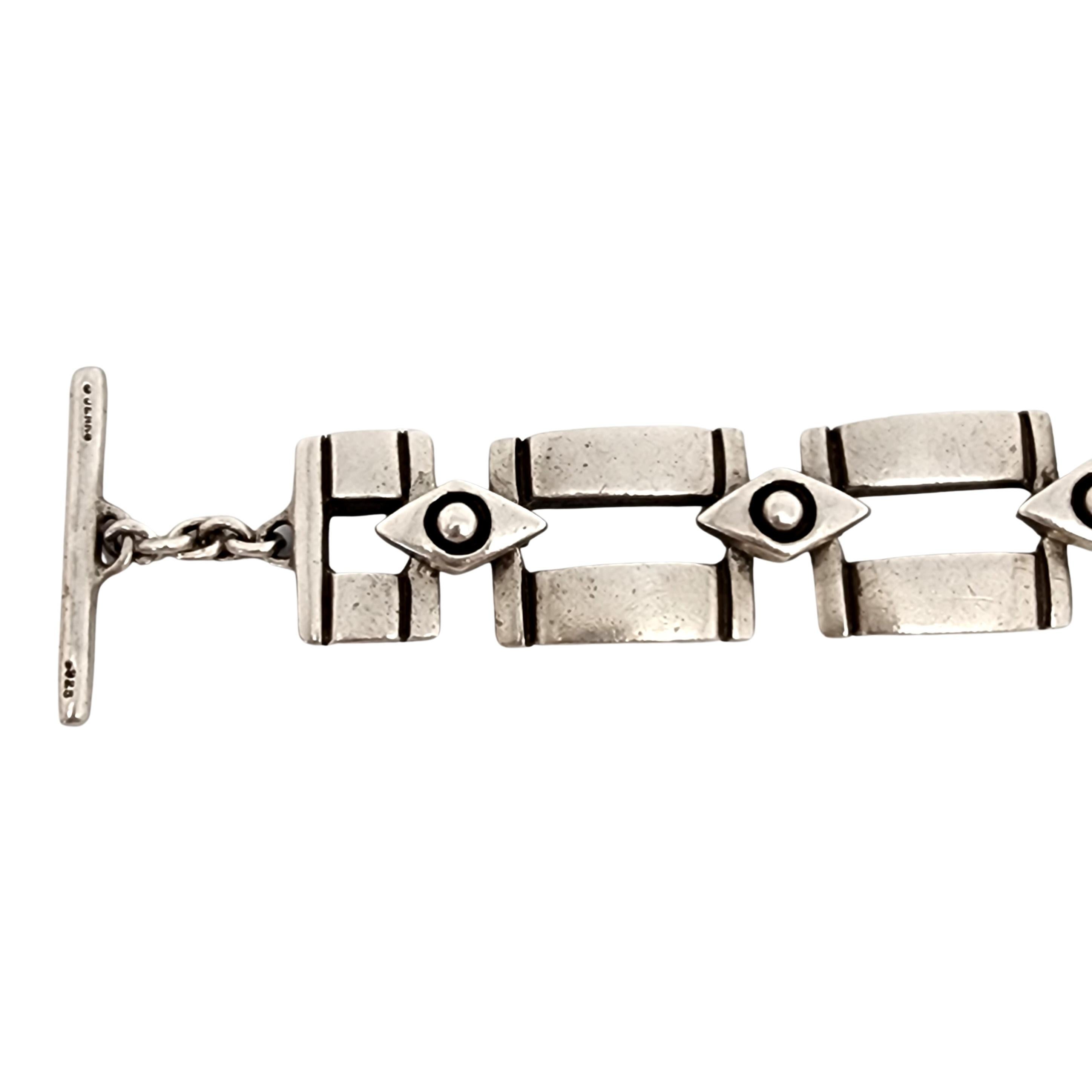 Lisa Jenks Sterling Silver Double Row Link Toggle Bracelet In Good Condition For Sale In Washington Depot, CT