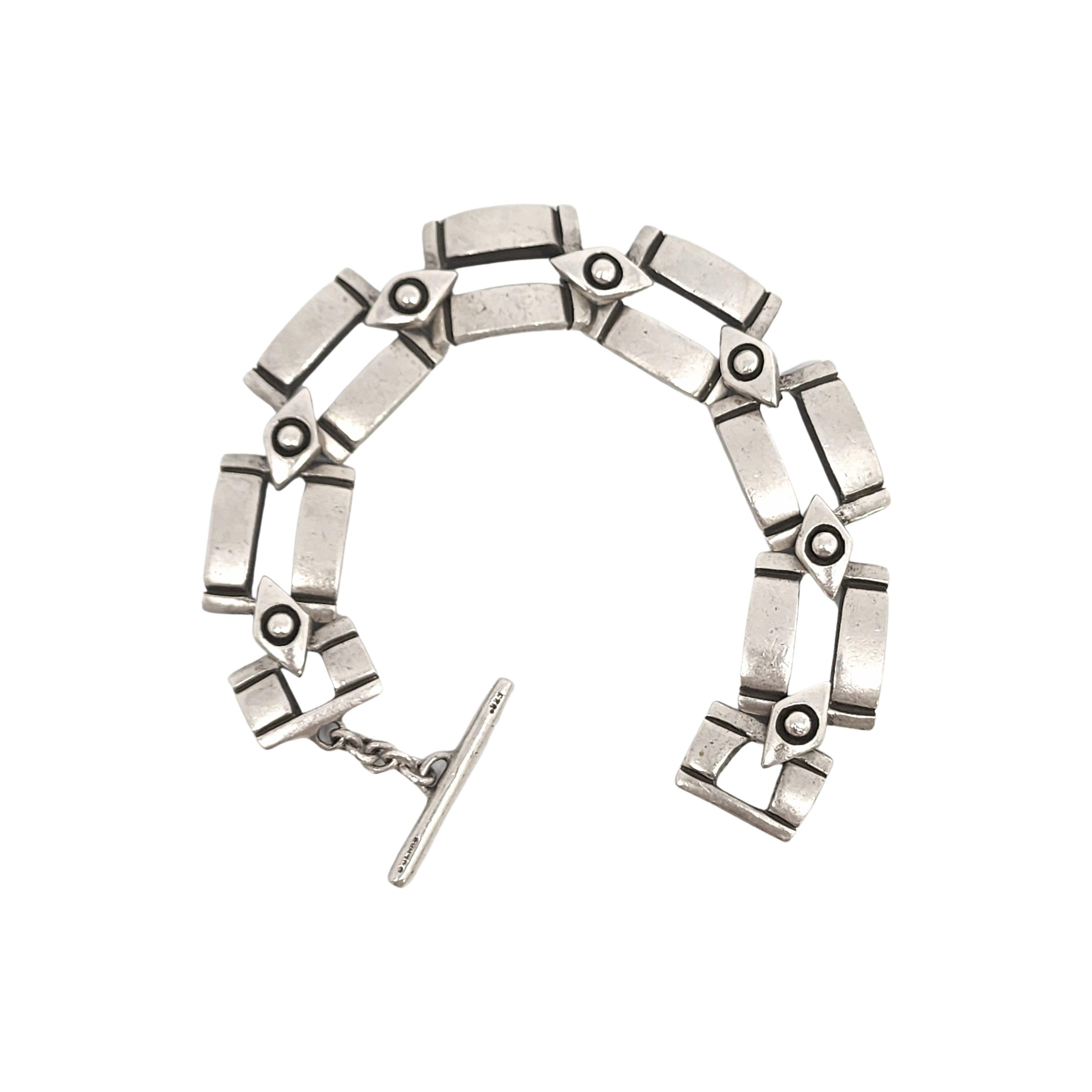 Lisa Jenks Sterling Silver Double Row Link Toggle Bracelet For Sale 1