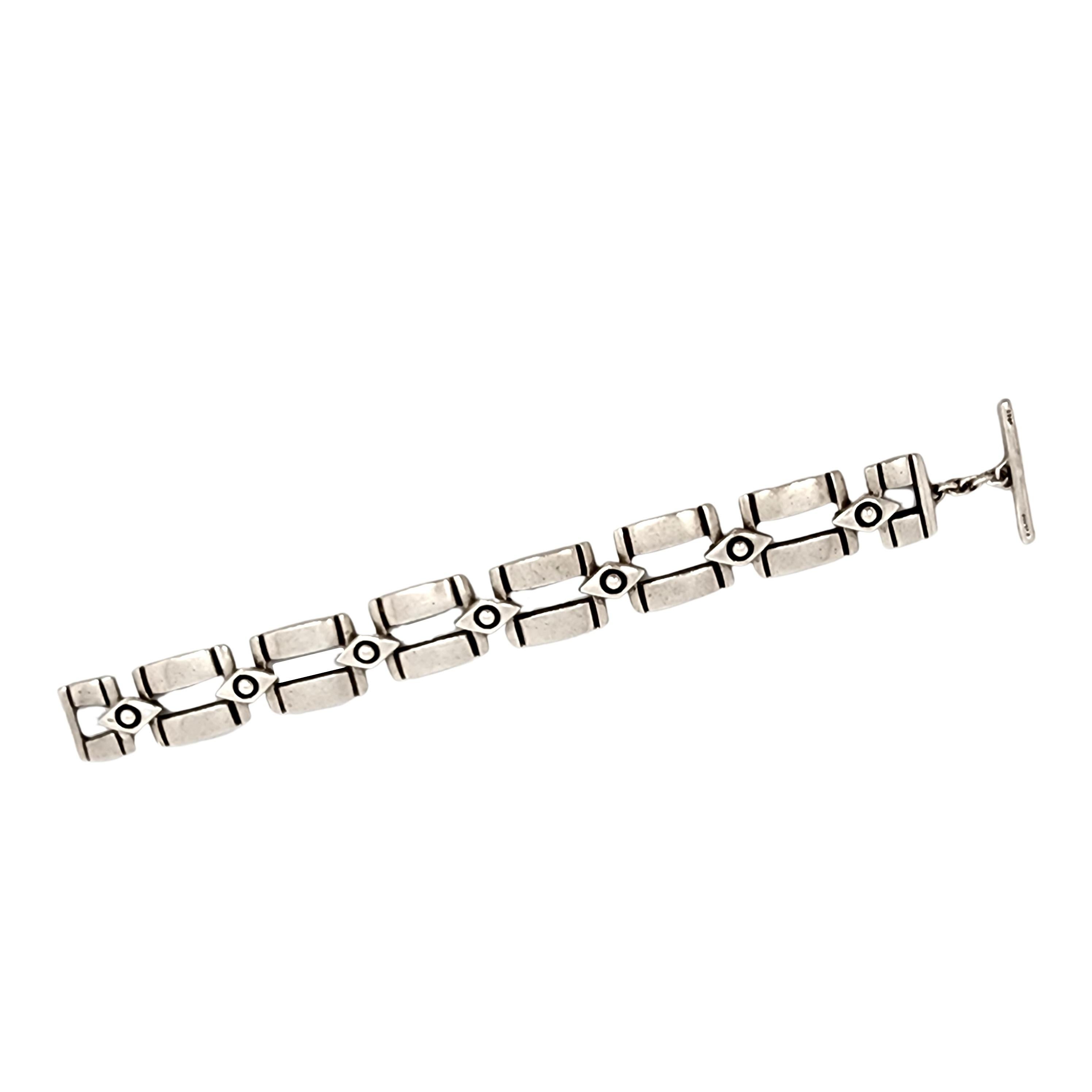 Lisa Jenks Sterling Silver Double Row Link Toggle Bracelet For Sale 3