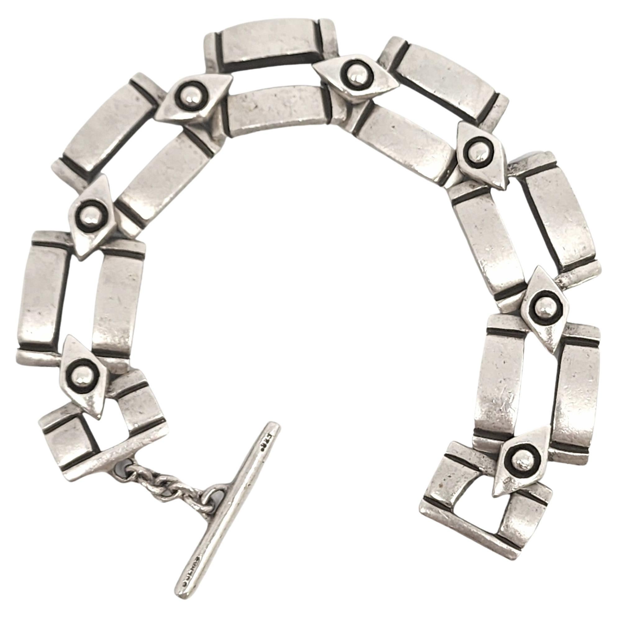 Lisa Jenks Sterling Silver Double Row Link Toggle Bracelet For Sale