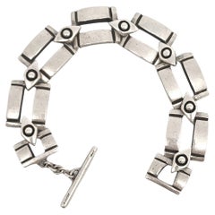 Vintage Lisa Jenks Sterling Silver Double Row Link Toggle Bracelet
