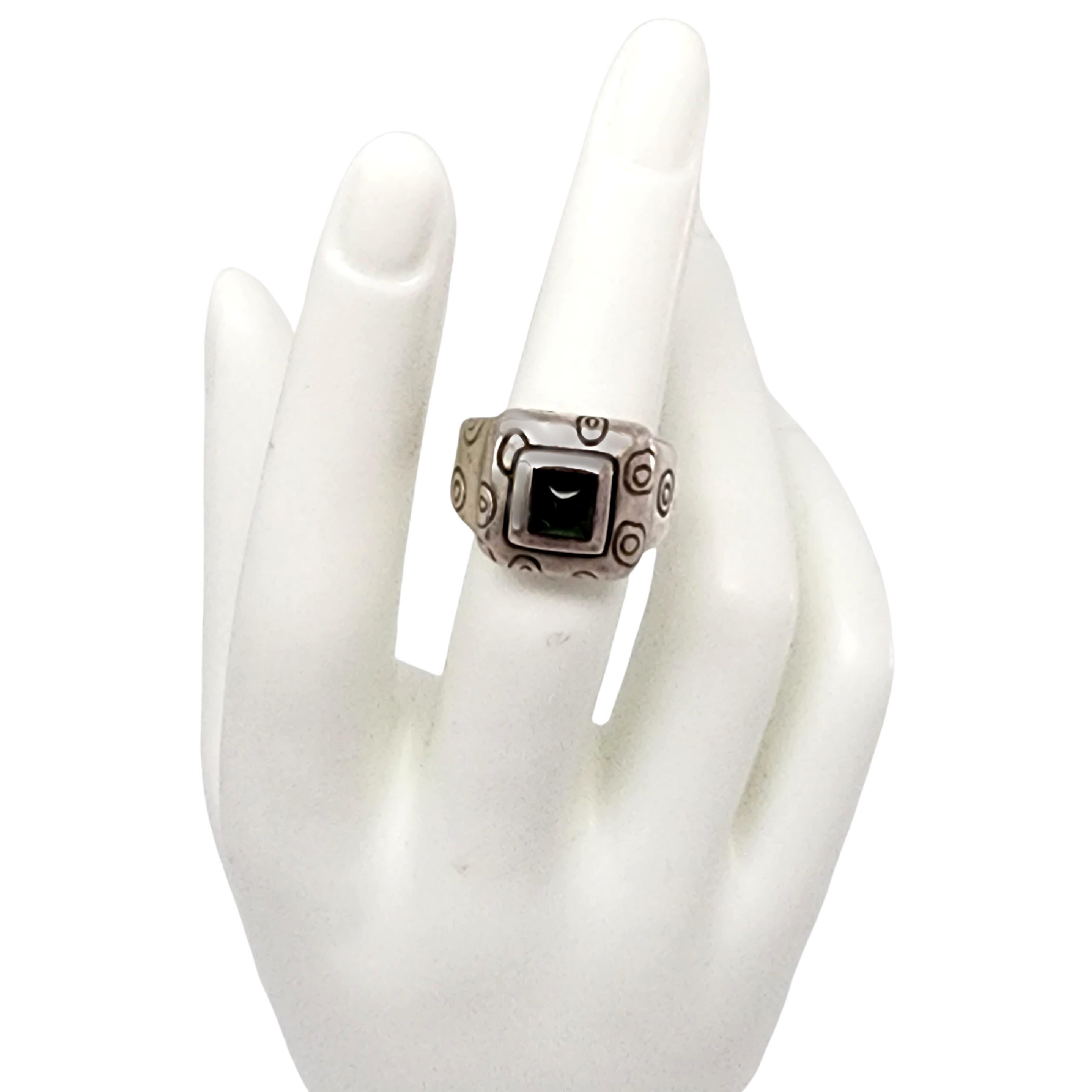 Lisa Jenks Sterling Silver Green Stone Square Ring, Size 5 #14178 For Sale 6