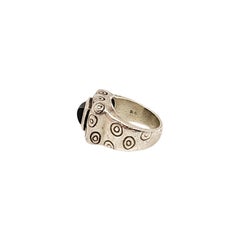 Lisa Jenks Sterling Silver Green Stone Square Ring, Size 5 #14178