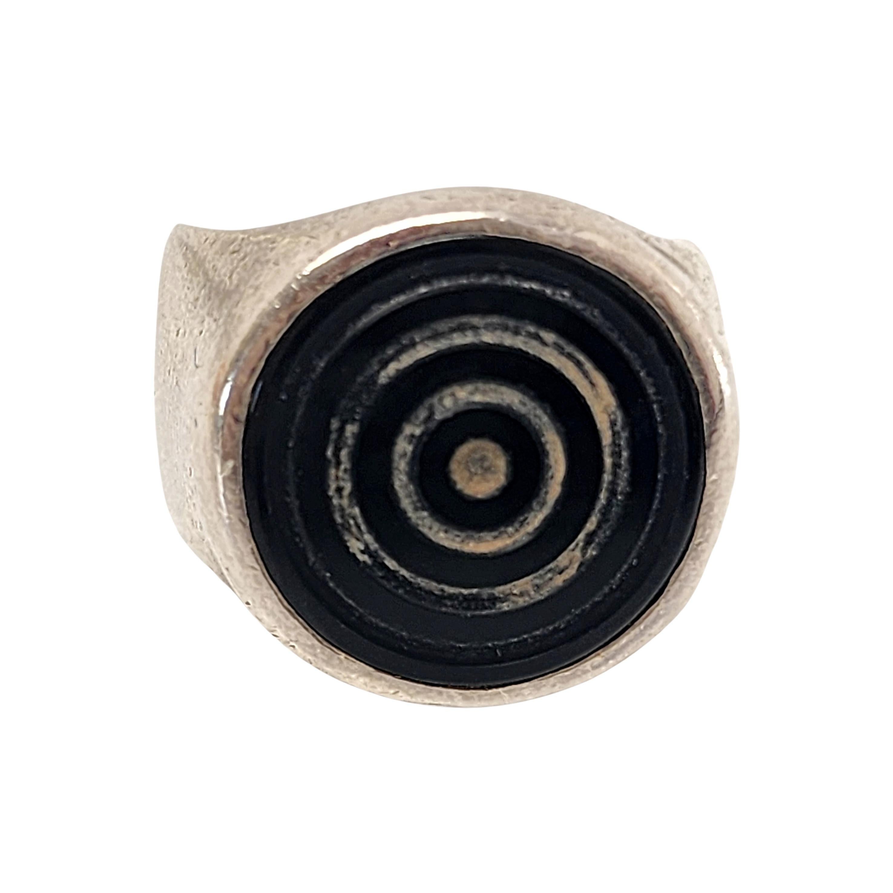 Lisa Jenks Sterling Silber Onyx Bullseye Ring, Größe 5 1/2 #14179 1