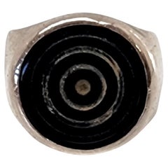 Vintage Lisa Jenks Sterling Silver Onyx Bullseye Ring, Size 5 1/2 #14179