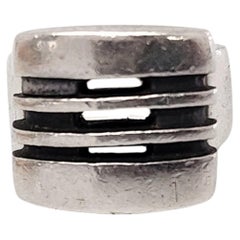 Vintage Lisa Jenks Sterling Silver Square Stripes Open Work Ring, Size 4 3/4 #14180