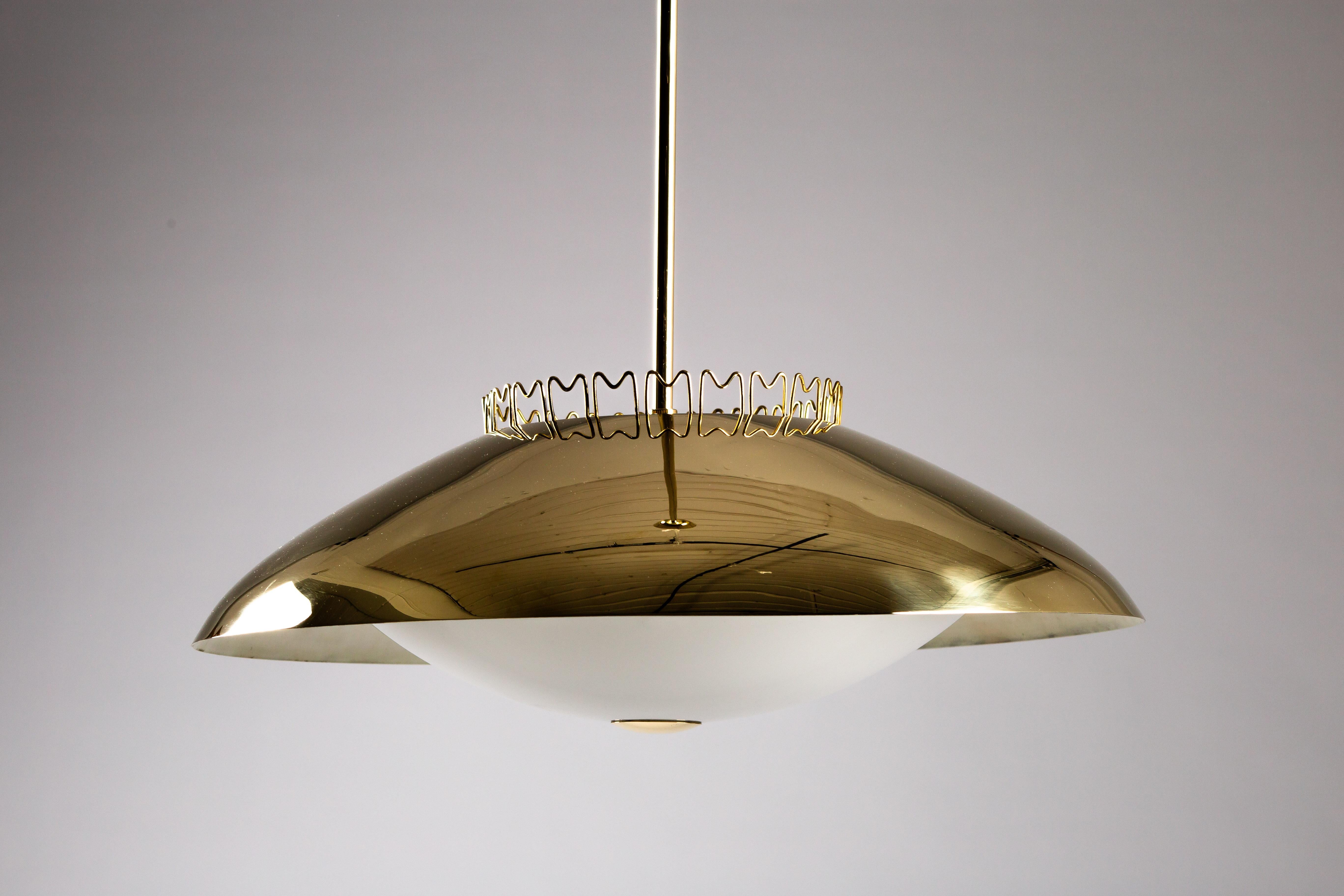 Lisa Johansson-Pape, 1950's brass ceiling lamp for ORNO, Finland In Good Condition For Sale In Turku, Varsinais-Suomi
