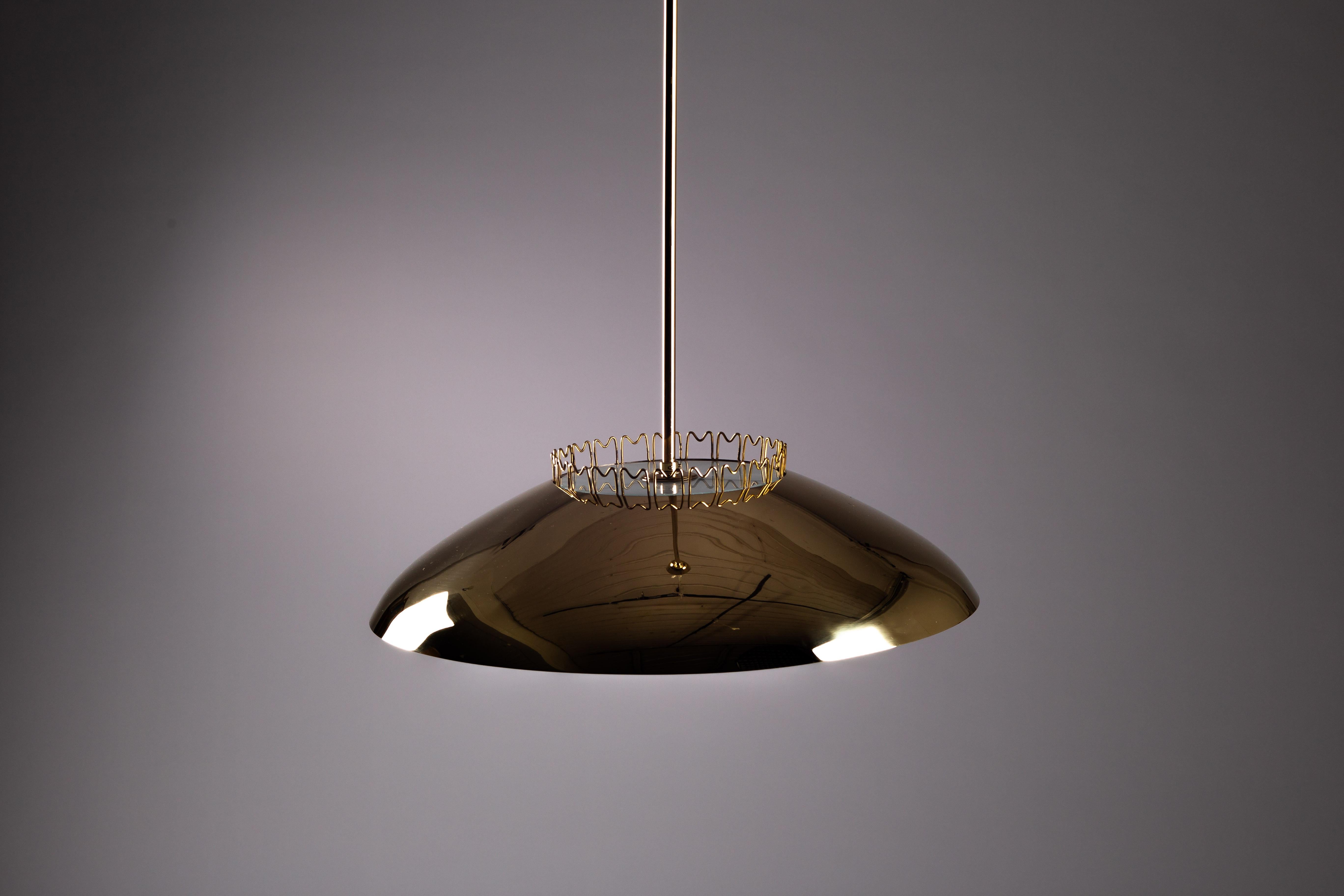 Lisa Johansson-Pape, 1950's brass ceiling lamp for ORNO, Finland For Sale 2