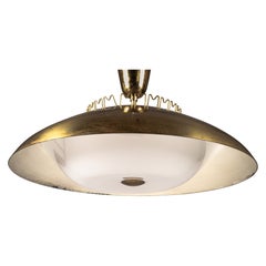 Lisa Johansson-Pape, lampada da soffitto in ottone del 1950 per ORNO, Finlandia