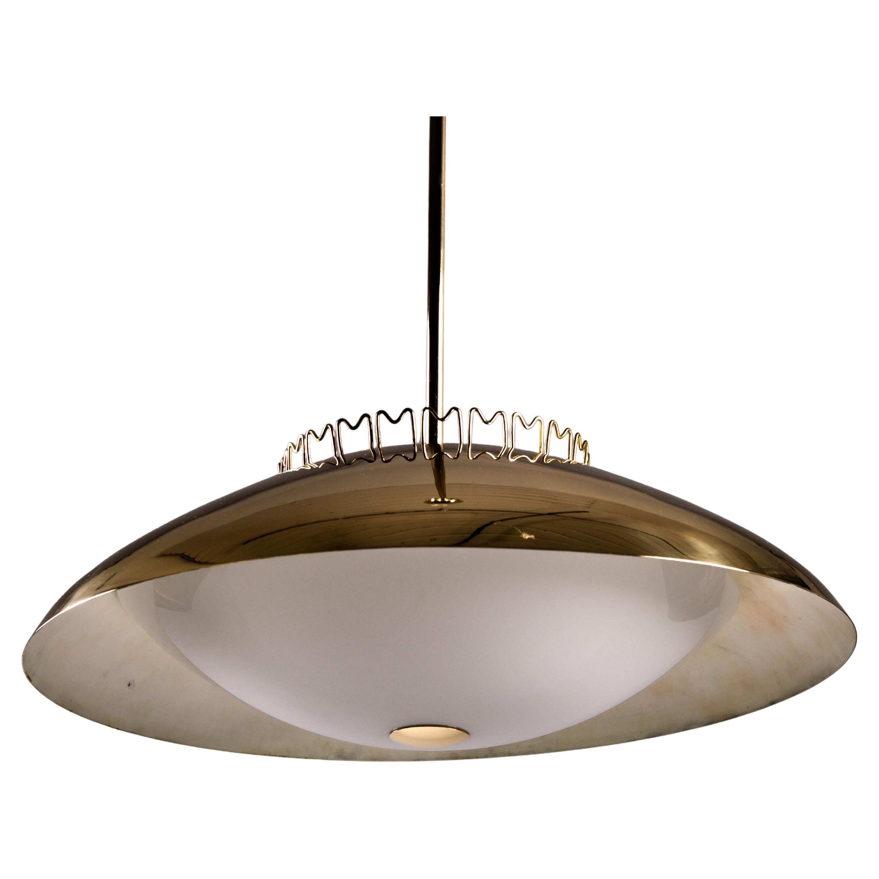 Lisa Johansson-Pape, 1950's brass ceiling lamp for ORNO, Finland For Sale