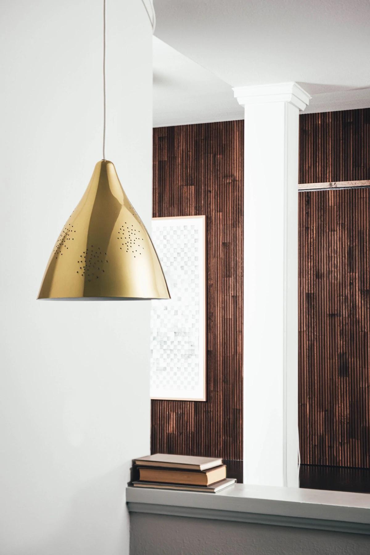 Lisa Johansson-Pape '270' Perforated Polished Brass Pendant In New Condition In Glendale, CA