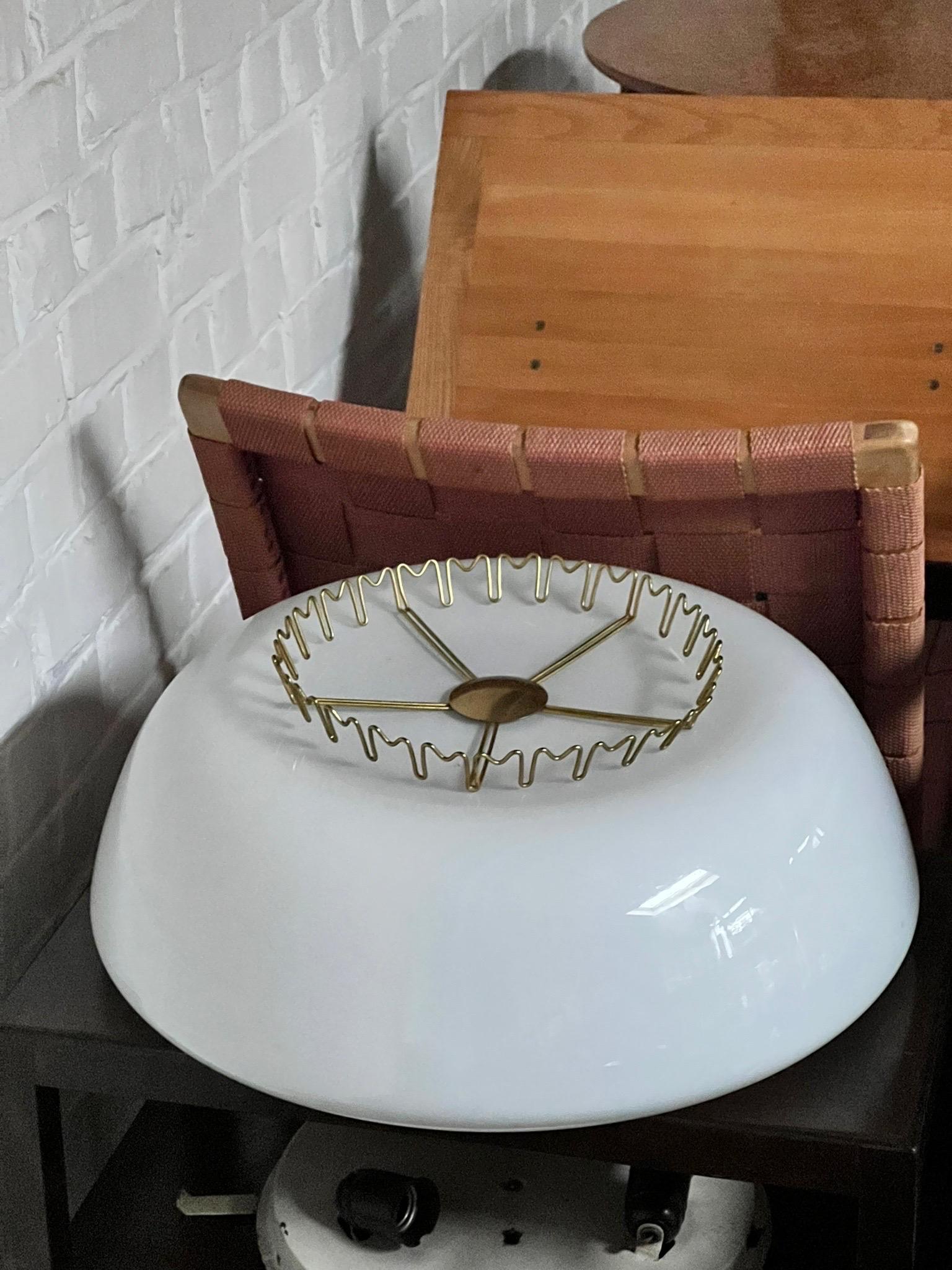 Lisa Johansson Pape Flush Mount Glass and Brass Midcentury Lamp Finland, 1950s In Excellent Condition For Sale In Forest, BE