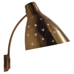 Lisa Johansson-Papé Adjustable Wall Lamp 50-055 in Perfortated Brass, Orno 1950s