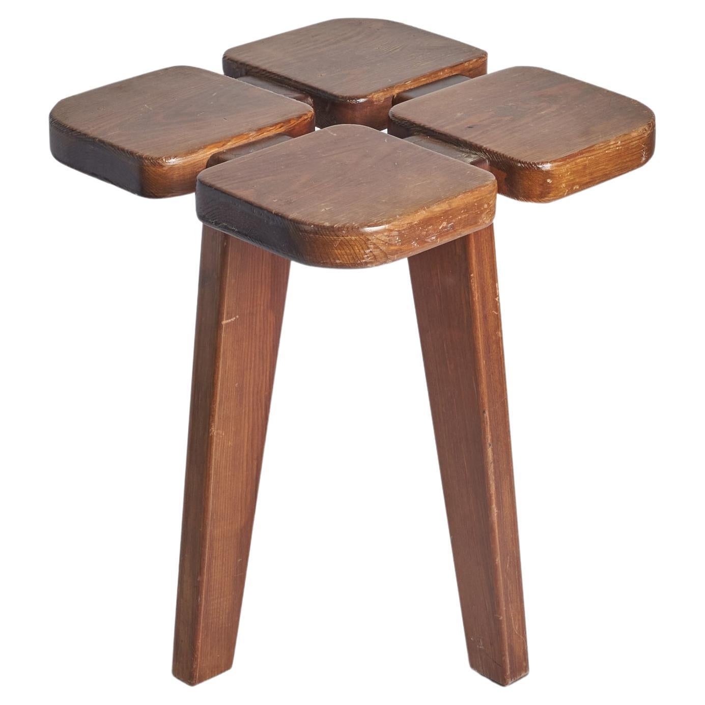 Lisa Johansson-Pape, "Apila" Stool, Stained Pine, Oy Stockmann Ab, Sweden, 1970s